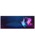 Compact Neon Astronaut Desk Mat 32x12 with cosmic theme for sleek and stylish desk decor