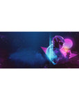 Neon Astronaut Desk Mat 36x16 with space and neon theme for immersive gaming or creative inspiration