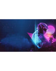 Neon Astronaut Desk Mat 40x20 featuring deep space blues and glowing neon for bold synthwave style
