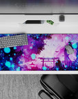 Striking 36x16 deskmat highlights glowing fireflies, intricate shrine details, and dreamy color gradients in stunning artistic precision