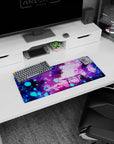 Dynamic Mystical Forest Glow artwork on 28x12 deskmat perfect for celebrating dreamlike beauty and timeless fantasy elegance