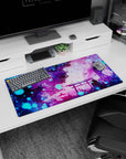 Whimsical serenity design on 32x16 deskmat brings Mystical Forest Glow's enchanting aesthetic to life vividly