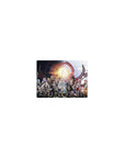 Classic anime mouse pad 14x10 inches with heroic party lineup, sun sigil backdrop, and flowing capes.