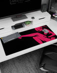 36x16 inches desk pad showing flirty anime girl silhouette lounging, sharp lines and a wink of sass.
