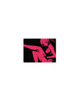 Classic anime girl mouse pad 14x10 inches with bold hot pink silhouette on deep black, clean minimalist art.