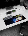 Naruto Uzumaki staring forward, whisker marks and blue eyes on anime mouse pad 28x12 inches.