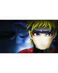 Naruto Shippuden anime desk pad 40x20 inches with Naruto portrait, headband shine, splatter details.
