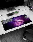 Deep-space nebula scene 32x16 inches extended mouse pad featuring a quiet moving-galaxy look with stars.