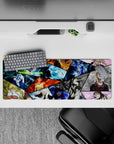 Intense action 32x12 mouse pad with Bleach warriors in vivid colors and dynamic poses, capturing the heat of battle in your workspace