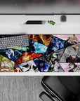 Intense battle 36x16 desk pad featuring Bleach warriors in explosive colors and dynamic poses, perfect for fans who love high-energy anime scenes