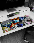 Powerful 36x16 anime desk mat with iconic Bleach warriors in battle-ready poses, capturing the intensity and energy of the fight