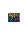 Galaxy swirl classic mouse pad 14x10 inches with glowing silhouettes and subtle rune circles.