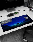 36x16 inches anime desk pad showing two characters sitting close on a grassy hill under a sapphire star sky.