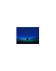 Classic anime mouse pad 14x10 inches with starry night sky, grassy hill, and pine silhouettes.