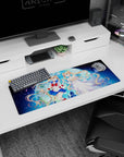 32x12 inches anime girl mouse pad showing Sailor Moon and her princess form reaching hands in starlight.