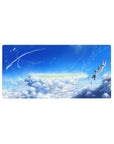 32x16 inches anime mouse pad with two floating teens in school uniforms under a wide summer sky.