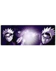 Anime mouse pad 32x12 inches featuring dual ninja clash with glowing Rasengan and sharp linework.