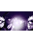 40x20 inches anime desk pad with two Naruto lookalikes clashing mid-lunge, Rasengan glowing at center.