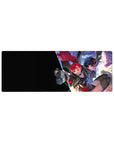 Mouse pad 32x12 in. featuring Joker and Kasumi from Persona 5 Royal, neon glow, city lights, black-and-purple fade.