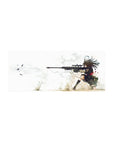 Anime girl sniper mouse pad 28x12 inches, long-haired sharpshooter in black uniform with rifle.