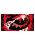 32x16 inches anime mouse pad with red storm backdrop, black silhouette, and scissor-blade action art.