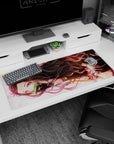 Workspace-ready 36x16 inch desk pad with serene and determined character art, ideal for fans of beauty