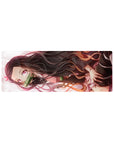 32x12 inch mouse pad featuring a serene character with flowing hair, blending grace and fierce energy