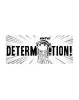 DETERMINATION manga anime girl desk mouse pad, bold line art burst design, 28x12 inches.