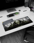 32x12 inches anime mouse pad featuring a steel giant with horned pauldrons and glowing eyes in swirling smoke.