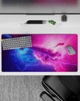 Electric blue to candy pink gradient mouse pad 32x16 inches, dreamy bright mood with soft sparkle.