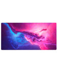 Cosmic galaxy desk mouse pad 32x16 inches with nebula texture and tiny star specks.