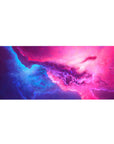 Cosmic galaxy desk pad 36x16 inches with nebula texture and tiny star specks on a smooth gradient.