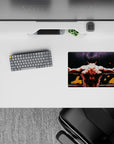 Gritty red, black, and smoky gray anime mouse pad 14x10 inches with gold lettering and comeback vibe.