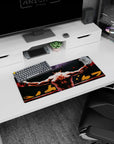 28x12 inches anime mouse pad showing a lone wrestler from behind, arms wide on ropes, wraps and ring shine.