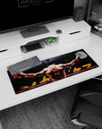 32x12 inches anime mouse pad showing lone fighter with wrist wraps, ring shine, muscles in bold brush strokes.