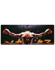 32x12 inches anime mouse pad with boxer back view, arms over ring ropes, jagged gold lettering.