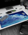 40x20 inches anime desk pad showing a lone girl in a flowing dress beside a grand piano under stars.