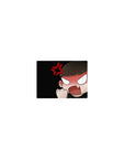 Classic chibi anime girl rage mouse pad, fist raised with blush and anger mark, 14x10 inches.