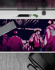 40x20 inches mouse pad showcasing Spike Spiegel in a cyberpunk cityscape with neon lights for a moody, noir-inspired look.