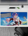 Anime mouse pad 32x16 inches featuring Rem from Re:Zero with a blue sky background, perfect for brightening up your desk.