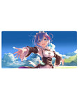 Anime mouse pad 32x16 inches featuring Rem from Re:Zero with a serene blue sky and soft clouds, enhancing desk space.