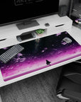 40x20 inches desk pad showing a lone anime girl silhouette facing a glittering galaxy horizon.