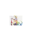 14x10 inches classic anime girl mouse pad with silver hair, sailor outfit, plush hug, and blue grid backdrop.