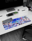 32x12 inches anime desk mat featuring Akari, Alice, and Aika drifting the gondola with Aria-shachou.