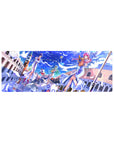 32x12 inches anime girl mouse pad with Aria The Animation trio in Neo-Venezia, feathers and petals.