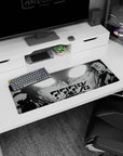 32x12 inches anime mouse pad showing a close-up face with glowing eyes, smoky ink drips, and AFK overlay.