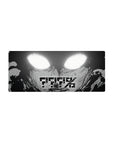 28x12 inches anime mouse pad with monochrome face, blown-out white eyes, and glitch AFK text.