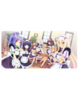 32x16 inches anime girl mouse pad with catgirl maids in frilly black-and-white café artwork.
