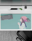 32x16 inches pastel teal anime mouse pad in soft, calm tones with a comforting, minimal vibe for work or gaming.