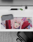 32x12 inches mouse pad with Zero Two from Darling in the Franxx, showcasing her rebellious spirit and strong, unforgettable character.